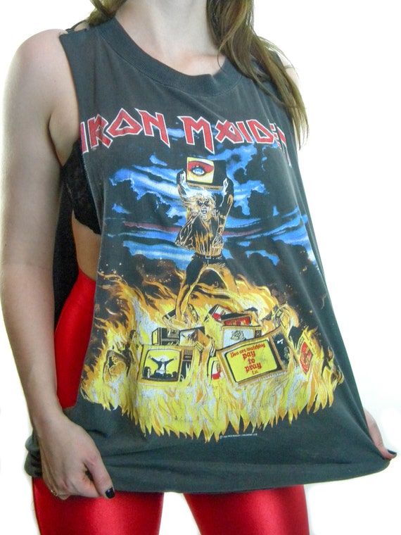 Vintage Iron Maiden Shirt 80s Tee 80s shirt Heavy… - image 3