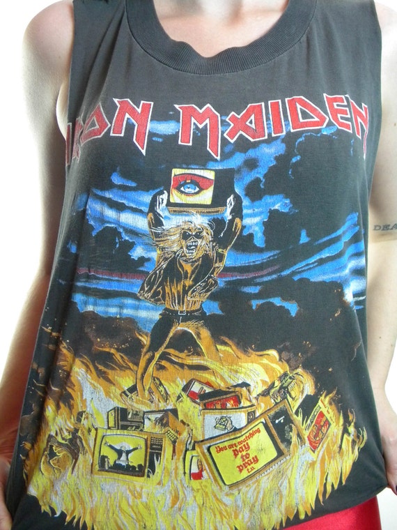 Vintage Iron Maiden Shirt 80s Tee 80s shirt Heavy… - image 1