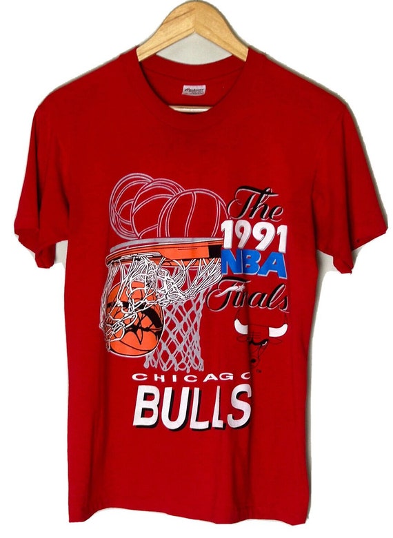 Vintage Chicago Bulls Shirt 1991 NBA Finals Red Sh