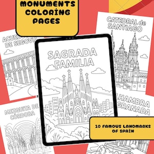 Spanish Landmarks Coloring Pages: Educational Activity for Kids (PDF Download)