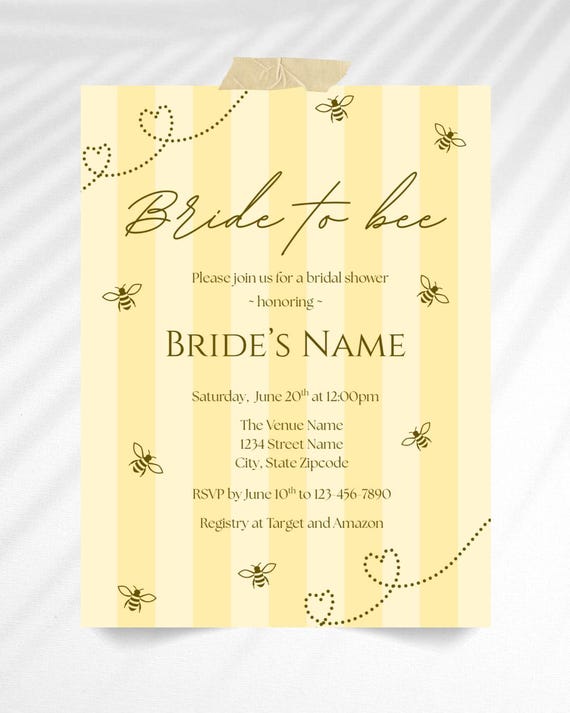 Bride to bee - bridal shower invite - digital editable Canva