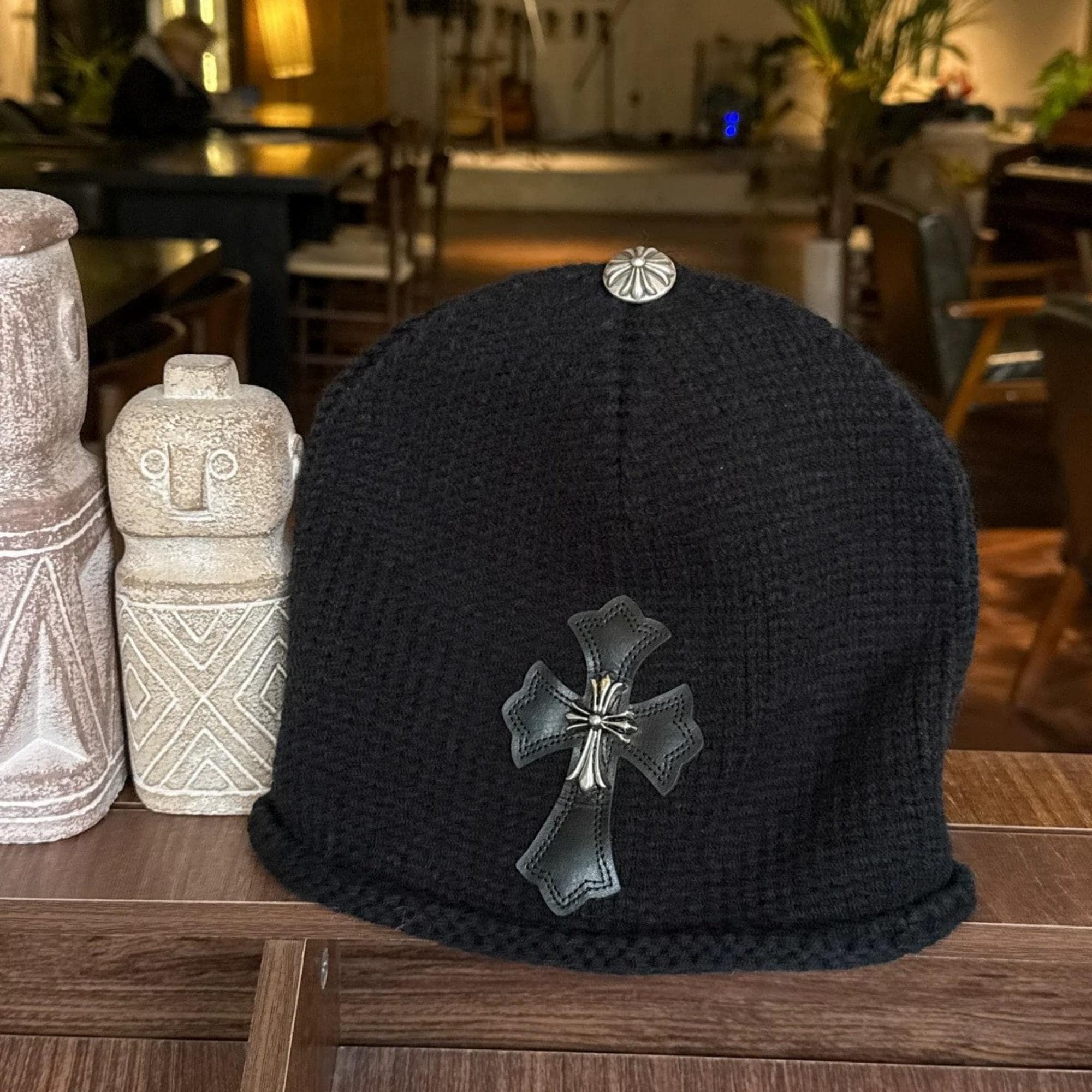 CH Style Cross Beanie, Winter Hat, Cross Skull Cap, Knitted Hat