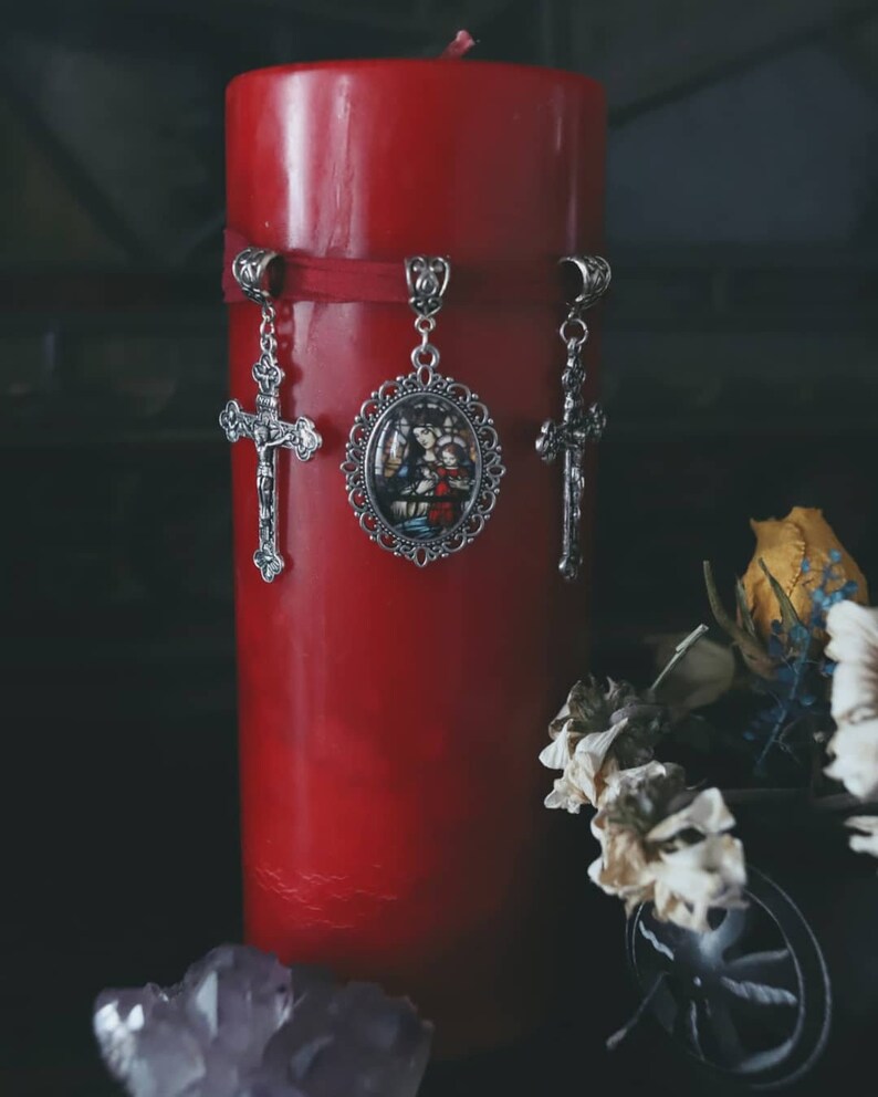 Virgin Mary ritual candle red prayer candle mother Mary Etsy