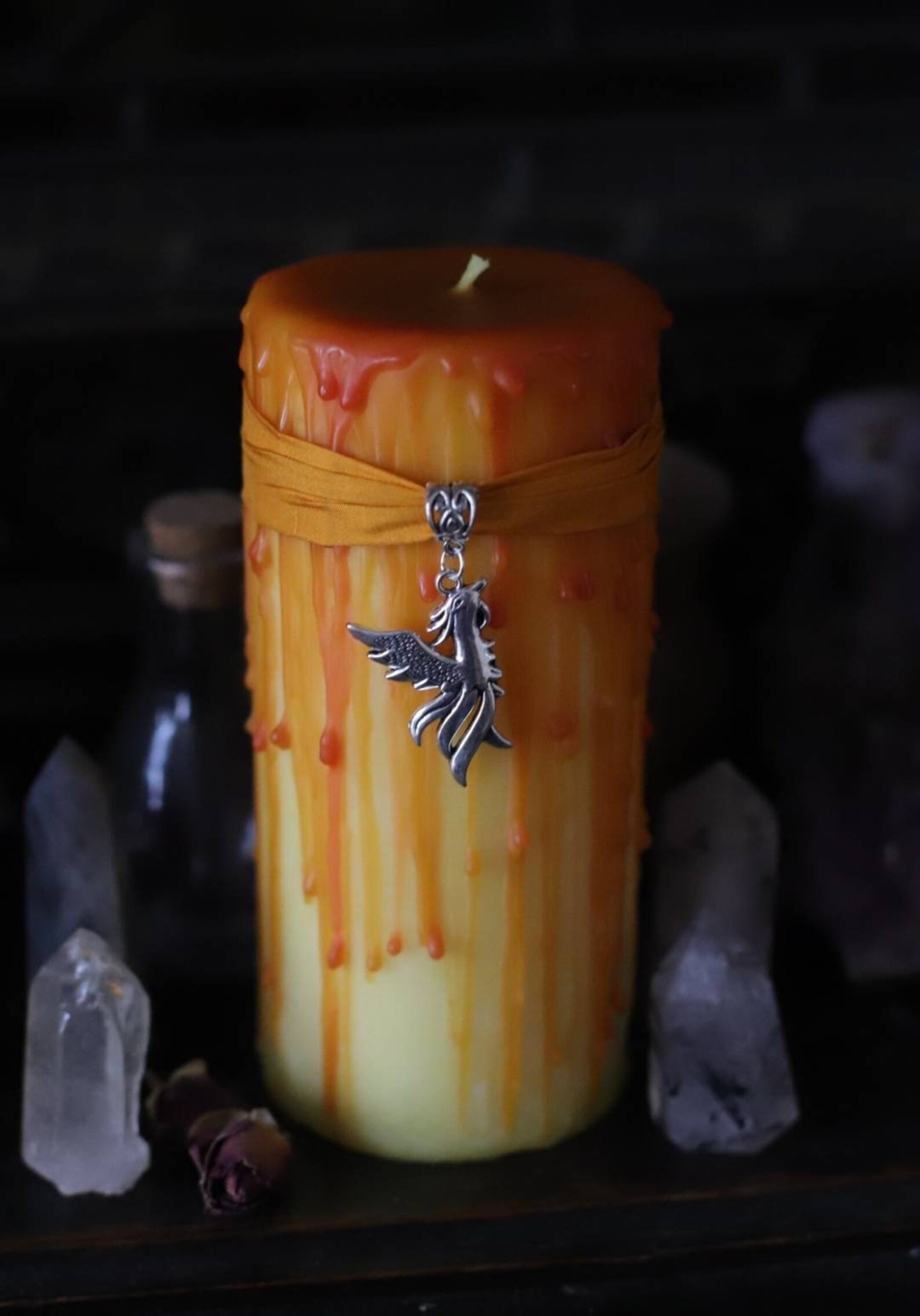 Phoenix candle yellow and orange candle rebirth ritual Etsy