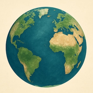 Globo terráqueo imprimible, descarga digital, diseño PNG/Póster de decoración minimalista de mapa del mundo para uso digital e impresión