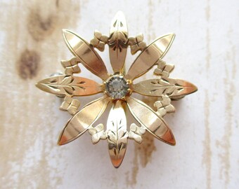 Antique Rose Gold Top Paste Rhinestone Watch Pin Small Brooch with Hook