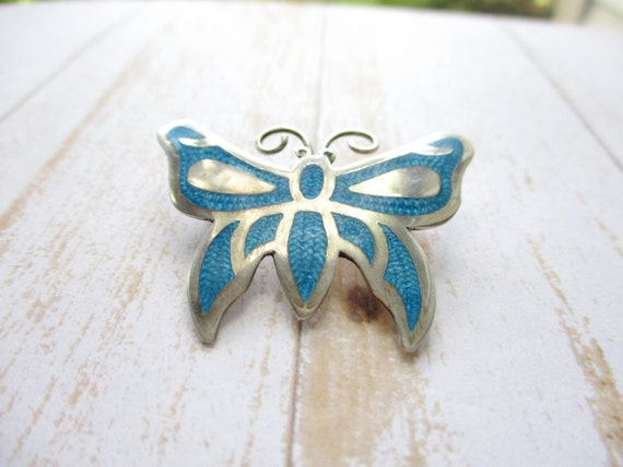 Vintage TAXCO Mexico Sterling Enamel Butterfly Br… - image 8