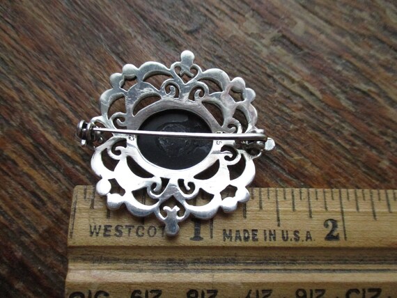 Vintage Edwardian Style Sterling Marcasite Onyx B… - image 5