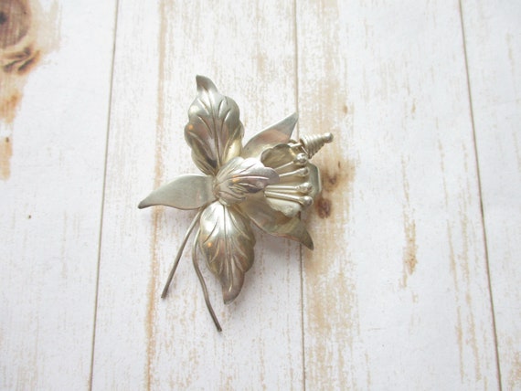 Vintage TAXCO MEXICO 925 Flower Brooch Orchid - image 2