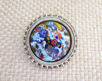 Signed Austria Millefiori Brooch – Murano Glass Mid-Century Italian Art Glass
