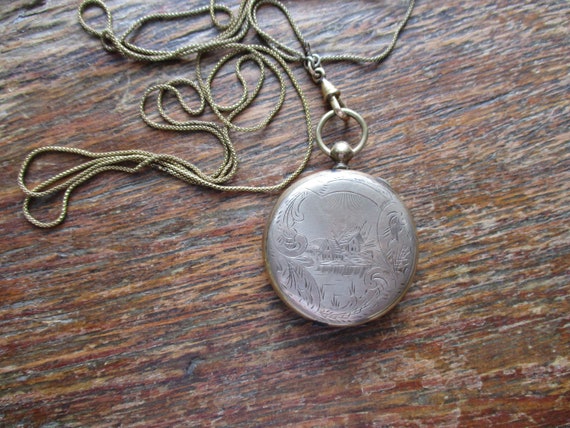 Large Antique Gold Filled Locket Pocket Watch Sty… - image 4