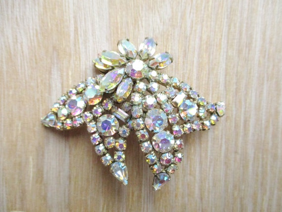 Signed SHERMAN AB Rhinestone Brooch Tulip Bells Ti