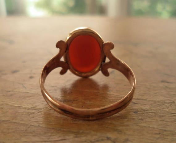 Antique 10K Rose Gold Cameo Ring Edwardian Art De… - image 4