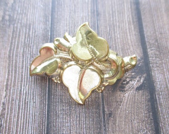 Antique Victorian Gold Filled Brooch C Catch Ivy Leaves Hollow