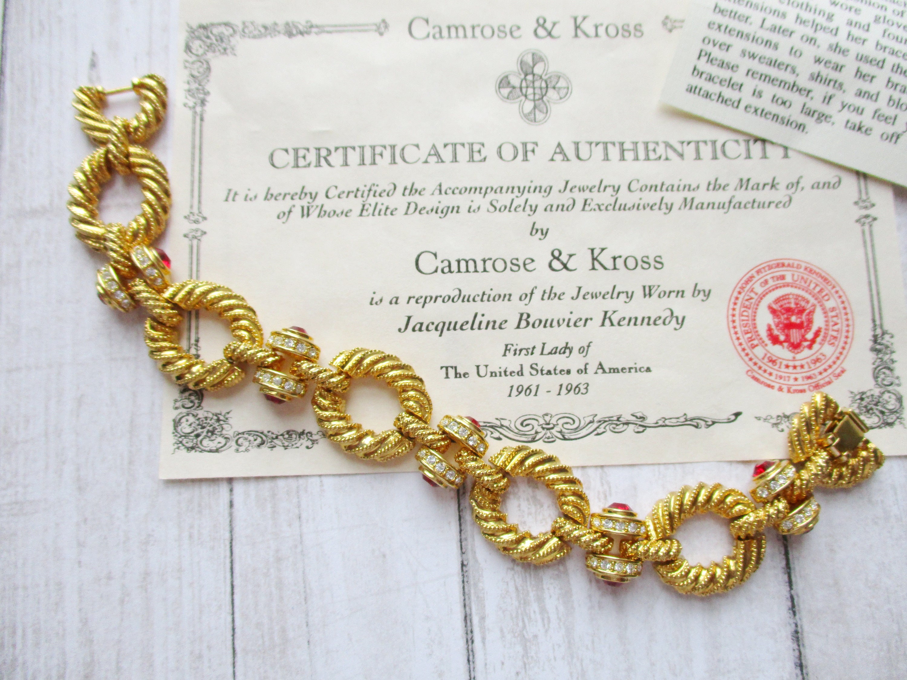 Vintage Signed JBK Gold Plate Crystal Link Bracelet COA Camrose Kross Etsy Ireland