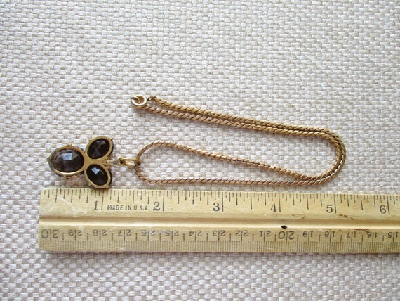 Vintage Glass Topaz Pendant Chain Necklace - image 6