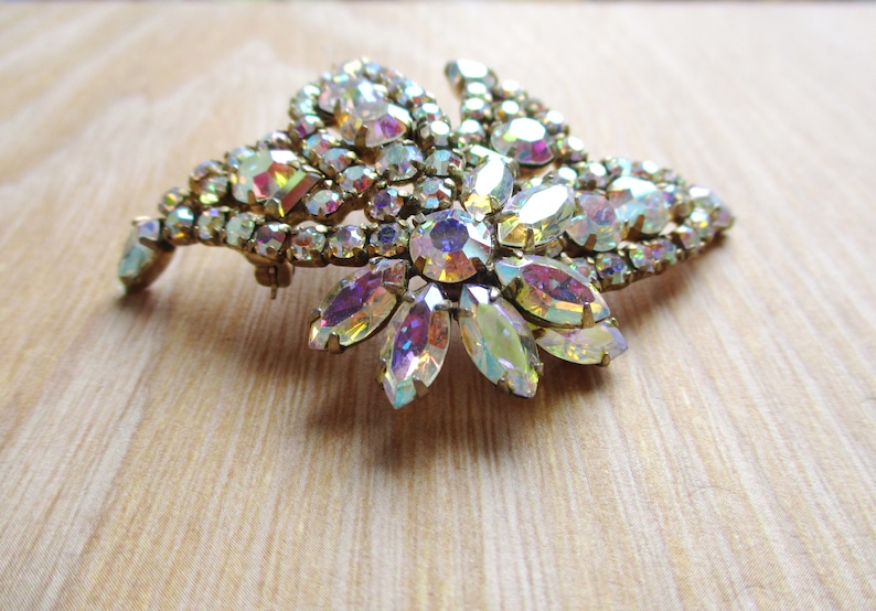 Signed SHERMAN AB Rhinestone Brooch Tulip Bells Tiered Rhinestone Sherman Jewelry