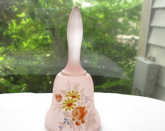 Vintage Westmoreland Pink Satin Glass Bell: Floral Collectible