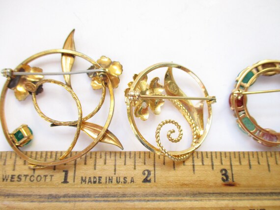 Vintage GF Brooches Genuine Pearls Carved Gem Sca… - image 5