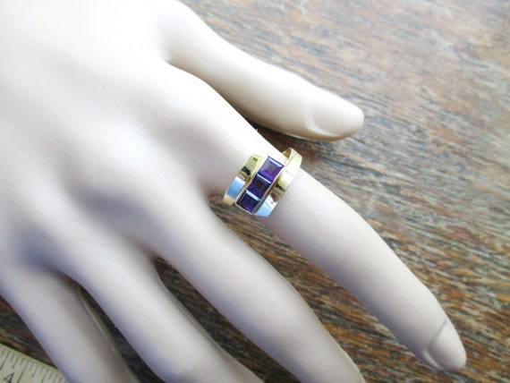 14K Amethyst Ring Modernist Ring Square Amethyst R