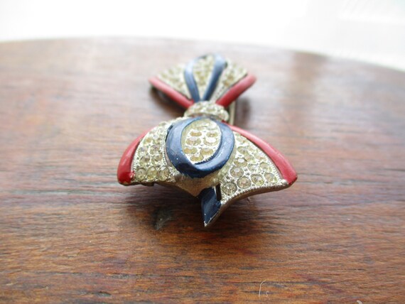 Vintage WWII Patriotic Rhinestone Brooch Patrioti… - image 5