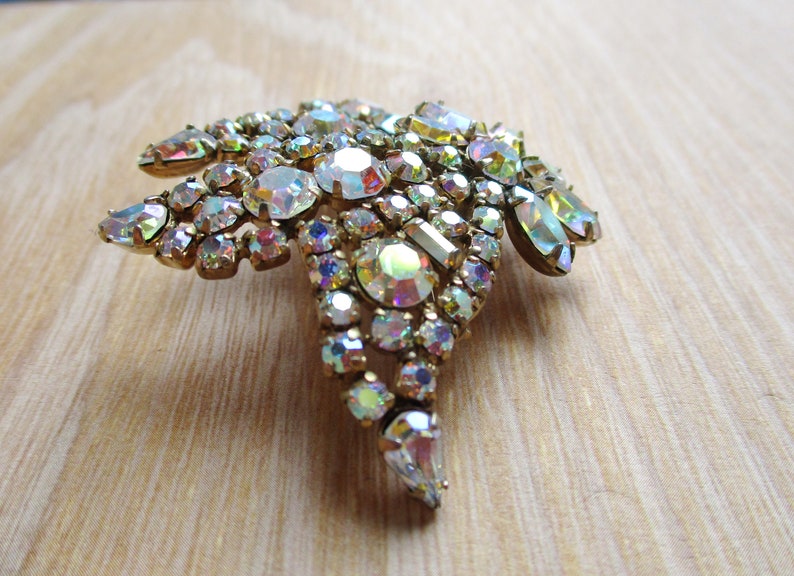 Signed SHERMAN AB Rhinestone Brooch Tulip Bells Tiered Rhinestone Sherman Jewelry