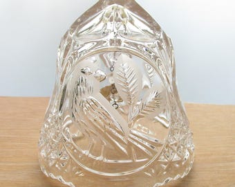 Vintage Hofbauer Byrdes Collection Lead Crystal Bell, 24% Echt Bleikristall West Germany, Etched Bird Design