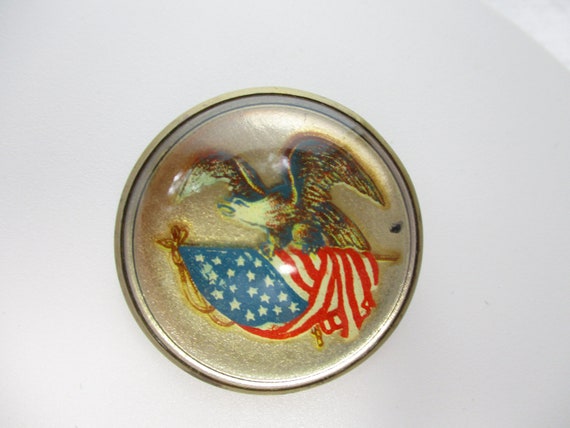 WWII USA Patriotic Brooch V for Victory Eagle Gla… - image 8