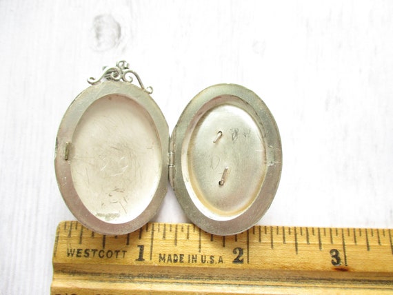 Vintage Large Sterling Locket Pendant Oval Art No… - image 7