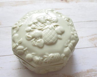 Lenox Trinket Box Fruits of Life Beige Porcelain Gold Trim