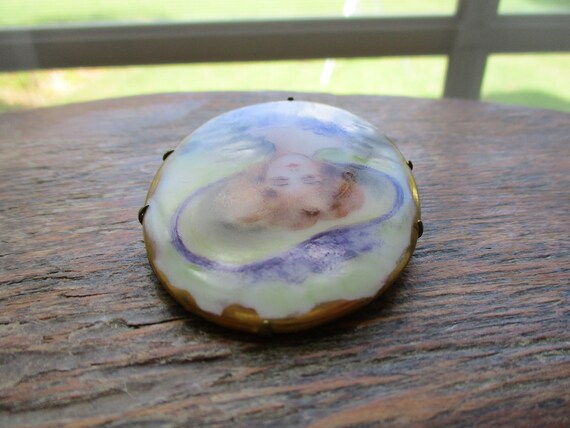 Antique Hand Painted Cameo Brooch Edwardian Lady - image 10