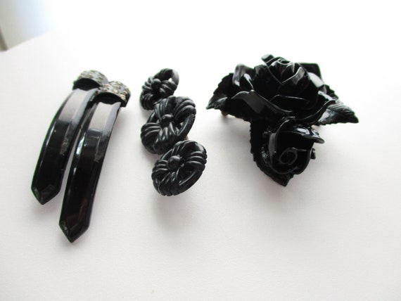 Vintage Art Deco Brooch LOT Early Plastic Black R… - image 7