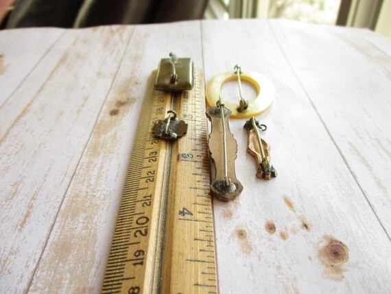 Antique Victorian Pin Brooch LOT Gold Filled Glas… - image 7
