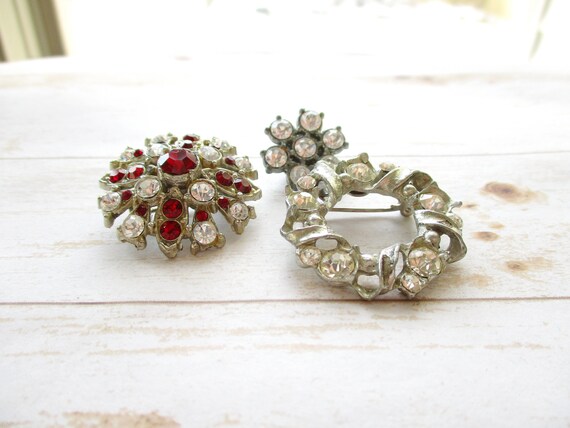 Vintage Rhinestone Silver Pot Metal Brooch LOT  - image 5