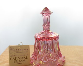 Vintage Fenton Velva Rose Pink Carnival Stretch Glass Whitton Art Bell