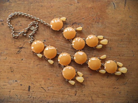 Signed Joan River's Bib Necklace Faux Buttery Egg
