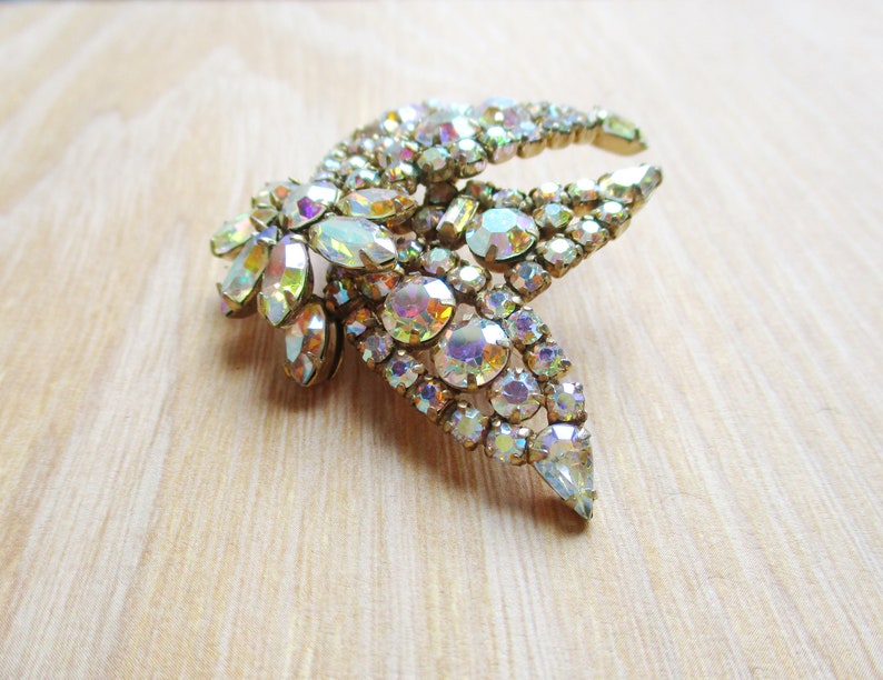 Signed SHERMAN AB Rhinestone Brooch Tulip Bells Tiered Rhinestone Sherman Jewelry