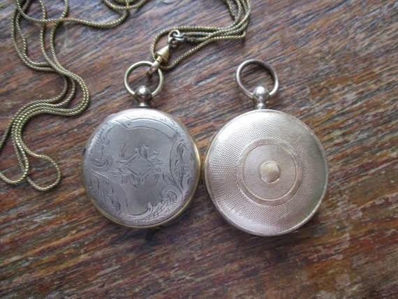 Large Antique Gold Filled Locket Pocket Watch Sty… - image 5