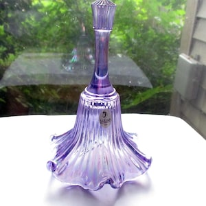 Fenton Art Glass Bell Light Purple Iridescent Ruffles Carnival