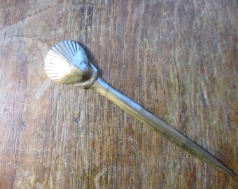 Vintage Brass Seashell Letter Opener Nautical Desk Decor Gift for Sea Lovers & Writers