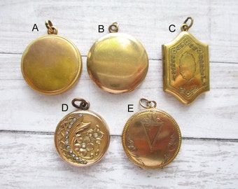 Edwardian Antique Gold Filled Locket Pendants Simple Plain Repousse Honeymoon