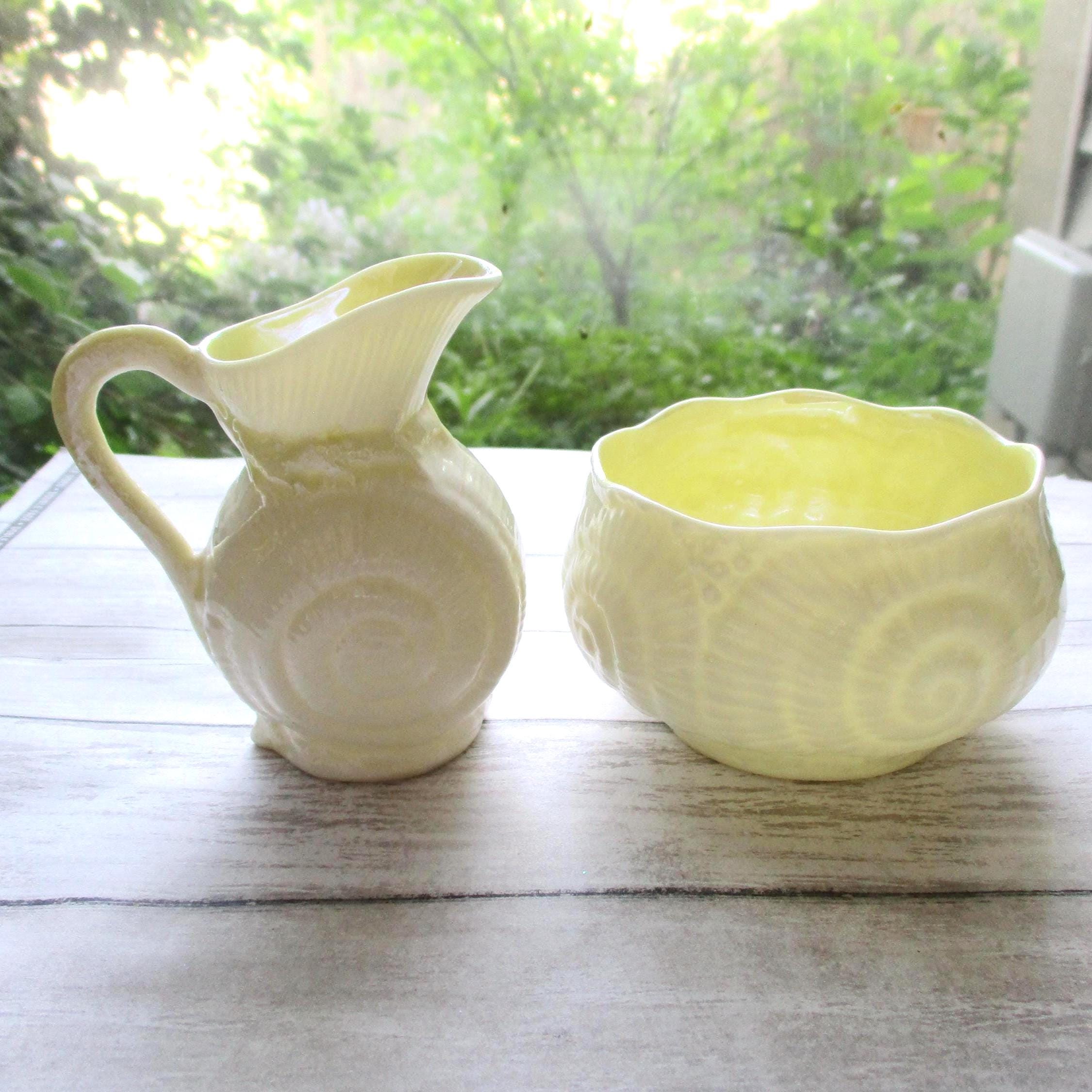 Vintage Belleek Toy Shell Cream and Open Sugar Yellow Lustre