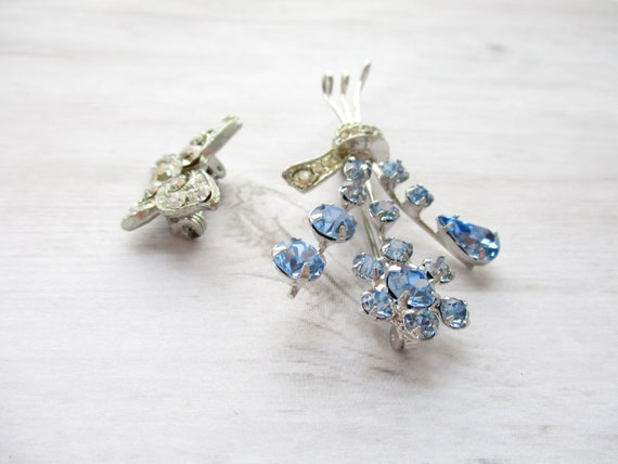 LOT Pair Vintage Brooches Rhinestone Butterfly Bl… - image 4