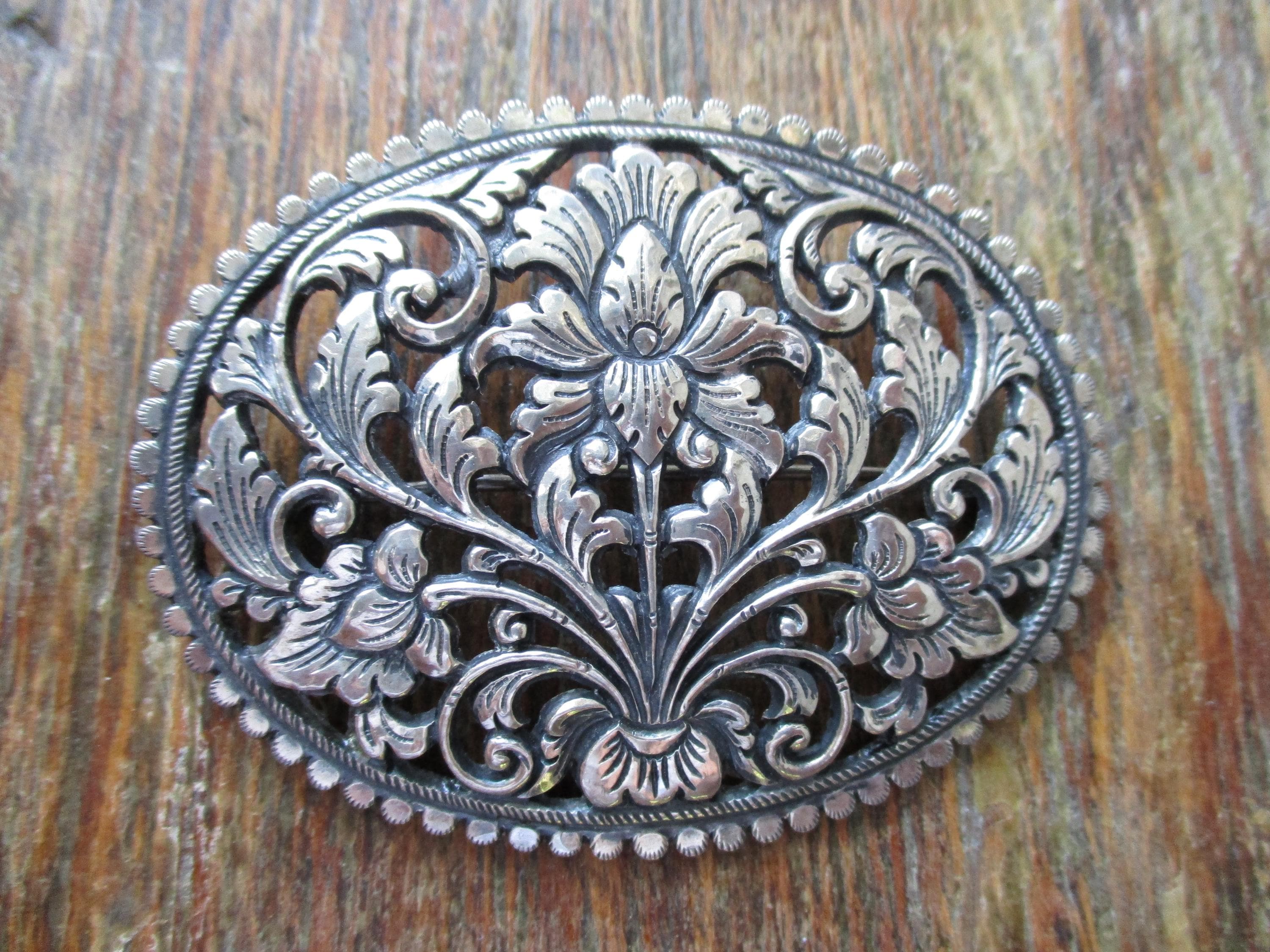 800 Silver Filigree Butterfly Brooch | Circa Mid-20th  Antique Sterling 800 European Brooch main image 2