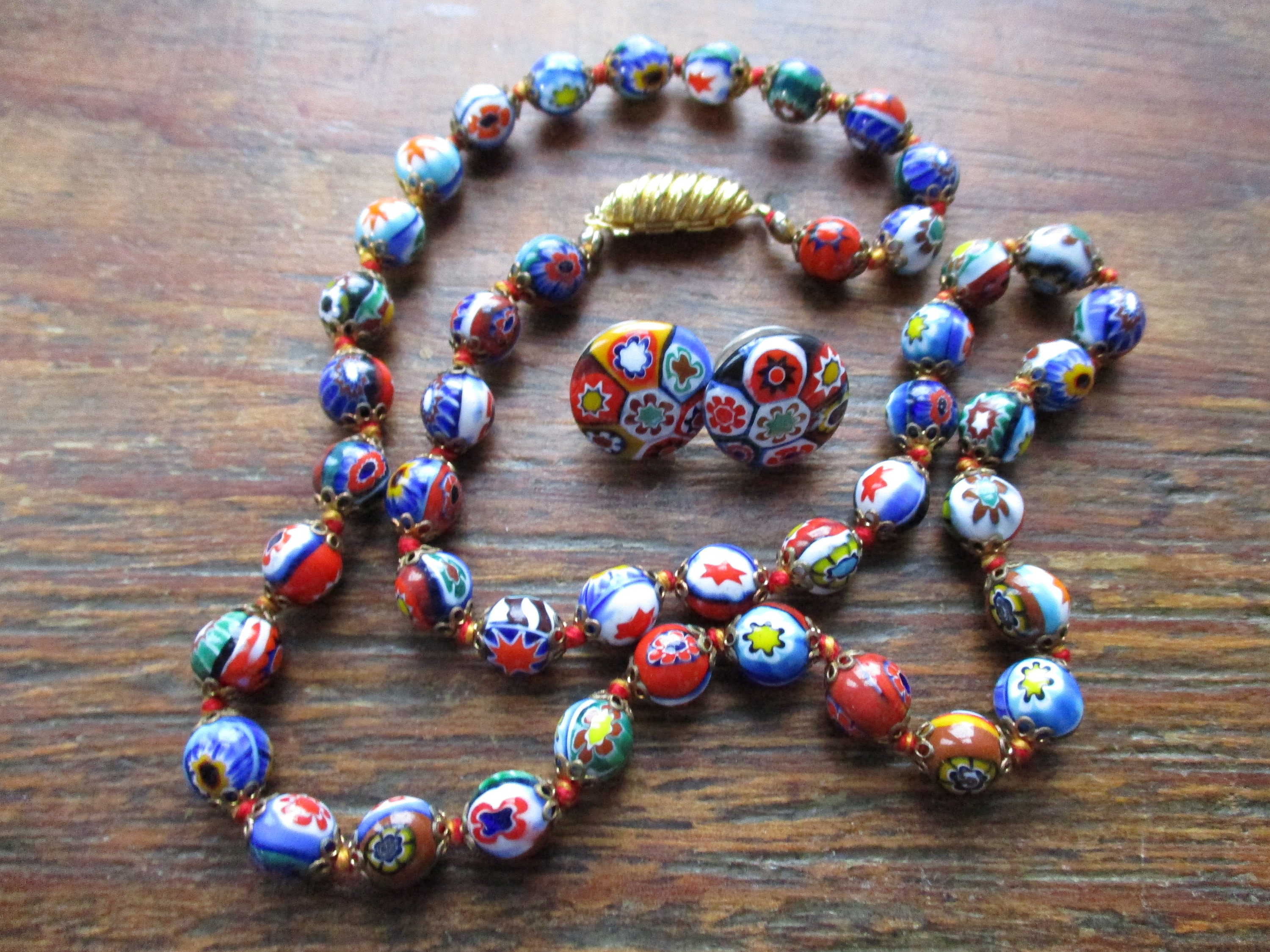 Vintage millefiori bead necklace discount