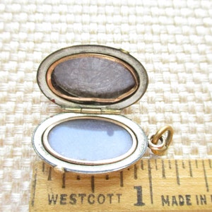 Antique Victorian Mourning Locket Black Enamel Gold Filled image 7