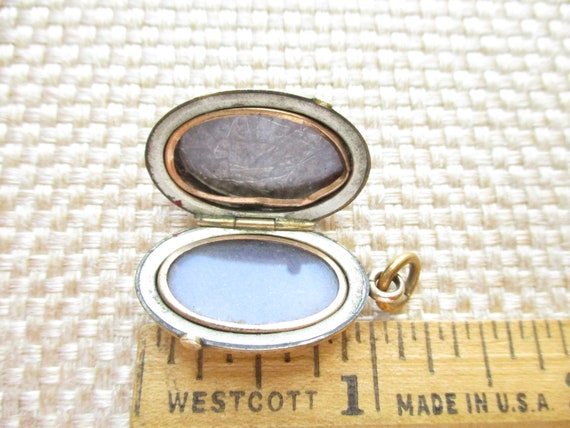 Antique Victorian Mourning Locket Black Enamel Go… - image 7