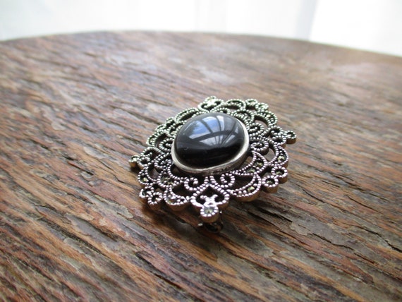 Vintage Edwardian Style Sterling Marcasite Onyx B… - image 4