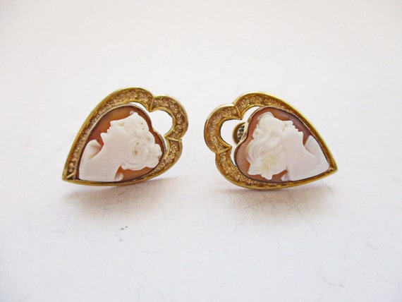 Vintage Gold Filled Shell Cameo Genuine Pearl Scr… - image 6