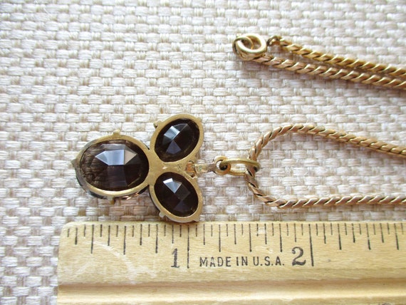 Vintage Glass Topaz Pendant Chain Necklace - image 7